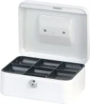 MAUL pinigų dėžutė balta 200x170x90 mm plieninė su cilindrine spyna ir 2 rakteliais 56102-02