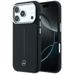 Mercedes Leather Semi Wrap Iconic Line juodas MagSafe dėklas iPhone 18 Pro / 17 Pro