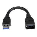 StarTech.com USB 3.0 A-A prailginimo kabelis - 6 col., juodas, 0,152 m, USB A, USB A, USB 3.2 Gen 1 (3.1 Gen 1), 5 Gbit/s