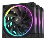 DeepCool FL12 3-in-1 juodi 120 mm korpuso ventiliatoriai, 3 vnt. pakuotė, 500-2150 aps./min., skysčio dinaminis guolis, 32 dB