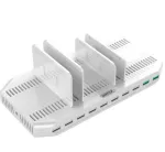 Įkrovimo stotelė Unitek Y-2190A &mdash; 10&times; USB prievadai (8&times;USB 2.0 + 2&times;USB 3.2 Gen1), belaidis įkrovimas, 96 W galia