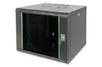 DIGITUS Professional Unique DN-19 09U-6/6-SW - Tinklo spinta - montuojama ant sienos - Juoda, RAL 9005 - 9U - 48,3 cm (19 inch)