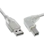 InLine USB 2.0 kabelis su stačiu kampu, A tipo ki&scaron;tukas / B tipo ki&scaron;tukas, skaidrus, 2 m