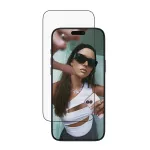 Apsauginis stiklas PanzerGlass SAFE, skirtas iPhone 17 Pro Max &ndash; itin plati PET plėvelė su juodu rėmeliu, EasyAligner, atspari įbrėžimams ir smūgiams