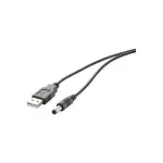 USB maitinimo laidas Renkforce RF-4079664 1 m, ki&scaron;tukas&ndash;ki&scaron;tukas DC 5.5 mm, 5 V, juodas