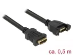 DeLOCK 85465 HDMI kabelis su Ethernet, HDMI lizdas į HDMI lizdą, prisukamas, 0,5 m, 4K, juodas
