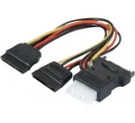 ATEN 147557 SATA kabelis 0,3 m SATA 15 kontaktų 2 x SATA 15 kontaktų + Molex (4 kontaktų) įvairių spalvų, juodas