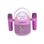 AKAI JoyBox Kids Karaoke rinkinys su Bluetooth, USB, MicroSD, AUX, FM radiju, RGB ap&scaron;vietimu, balso keitikliu, laidiniu mikrofonu, įkraunama 1200 mAh baterija, 5W RMS