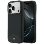 Mercedes-Benz Mercedes-Benz odinė su medienos efektu ir lenkta MagSafe dėklas iPhone 17 Pro, juodas