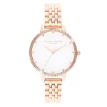OLIVIA BURTON Women's Watch OB16RB21 34mm Rose Gold Stainless Steel Grey Leather