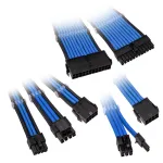Prailgintų pintų kabelių rinkinys Kolink Core Adept &mdash; 20+4pin, 8pin, 4+4pin, 3&times;6+2pin, mėlynas, PET apvalkalas