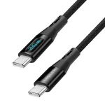 LogiLink USB 2.0 Type-C laidas su galios ekranu, C/M į C/M, 480 Mbps, 240W PD 3.1, pintas nailonas, juodas, 1 m