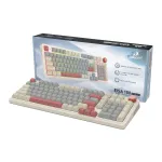 Redragon K768WGR-WL EISA 100 96% belaidė mechaninė žaidimų klaviatūra, kar&scaron;tai keičiami raudoni jungikliai, balta/pilka
