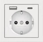 Gira SCHUKO lizdas su USB maitinimo &scaron;altiniu, 2x USB-A 5V 2.1A, įleidžiamas, baltas blizgus 245970