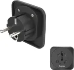 Hama kelioninis adapteris Type E ir F, 3 polių, universalus, i&scaron; viso pasaulio į Europą, juodas (00223461)