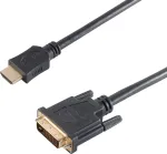 SHIVERPEAKS BS77481 HDMI Type A (vyri&scaron;kas) į DVI-D (vyri&scaron;kas) vaizdo kabelio adapteris, 1,5 m, juodas, auksuoti kontaktai, trigubas ekranavimas, palaiko 1920x1200