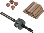 Wolfcraft 8 mm buko medienos kai&scaron;čių rinkinys su grąžtu, gylio ribotuvu ir žymekliais (50 kai&scaron;čių, 56 dalys) 2917000