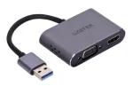 UNITEK V1304A vaizdo kabelio adapteris 0,15 m USB Type-A HDMI + VGA (D-Sub) Pilka