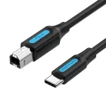 USB-C į USB 2.0 B tipo laidas Vention CQUBH &mdash; 2 m, juodas, 480 Mbps, 2 A