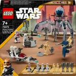 LEGO Star Wars Clone Trooper & Battle Droid Battle Pack &ndash; Klonų kareivio ir kovos droido rinkinys su greičio dviračiu, 4 minifigūrėlėmis ir 5 figūrėlėmis