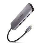 Axagon HMC-5 USB 3.2 Gen 1 &scaron;akotuvas, 2x USB-A, HDMI, SD/microSD, PD 100W, 20 cm USB-C laidas