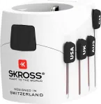 Universalus ki&scaron;tukinis adapteris Power Plug Adapter Universal White Skross PRO Type C E F