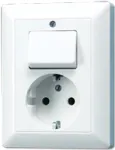 Ki&scaron;tukinis lizdas Jung AS 5576 U WW CEE 7/3, baltas, duroplastas, 250 V, 80,5&times;105 mm