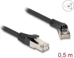 Tinklo kabelis DeLOCK RJ45 Cat.8.1 45&deg; kampu lenktas į tiesų ki&scaron;tuką 0,5 m juodas