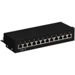 Wentronic Goobay CAT 6 Mini / Desktop Patch Panel, 12 prievadų, juodas - STP ekranuotas (69307)