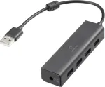 Renkforce RF-6382720 USB-Hub 4 prievadų USB-A USB 2.0 480 Mbit/s Juodas RF-USBH-110 (RF-6382720)