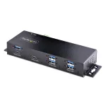 StarTech.com 7 prievadų pramoninis USB 10Gbps &scaron;akotuvas su maitinimo adapteriu, metalinis, montuojamas, 5x USB-A ir 2x USB-C i&scaron;vesties prievadai, ESD apsauga, maitinamas USB &scaron;akotuvas, TAA