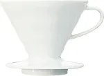 Hario V60-02 keraminė kavos filtracijos piltuvėlis baltas