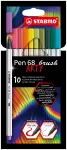 STABILO Pen 68 Brush ARTY Edition ra&scaron;iklių rinkinys &ndash; 10 spalvų kartoninėje dėžutėje