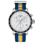 Tissot T-Sport Chrono XL Classic vyrų laikrodis 42 mm, ruda odinė apyrankė, sidabrinis ciferblatas, T09541717372
