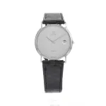 TETRA Women's Watch T-008 30mm sidabrinis ciferblatas juodas odinis dirželis kvarcinis