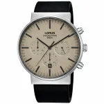 Lorus vyri&scaron;kas kvarcinis analoginis laikrodis RT381GX9 &ndash; 43 mm nerūdijančio plieno apyrankė, juodas ciferblatas, 100 m atsparumas vandeniui