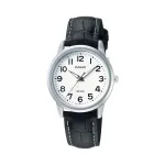 CASIO LTP1303PL7BVE Unisex Analoginis Laikrodis &ndash; Nerūdijančio Plieno Korpusas, Juodas Odinis Dirželis, 50m Atsparumas Vandeniui
