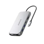 ORICO XCR 12-in-1 USB-C Dockinė stotelė su 3x USB-A 3.1, 1x USB-A 2.0, 1x USB-C PD 100W, 1x USB-C 3.1, 1x HDMI 1.4 4K@30Hz, 1x VGA 1080p, 1x SD 3.0, 1x microSD 3.0, 1x RJ45 Gigabit Ethernet, 1x Audio CTIA 3.5mm - Pilka
