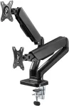 Goobay Desk Mount | Dvigubas monitoriaus laikiklis su dujine spyruokle | Sukiojamas, Pakreipiamas, Sukamas | 17-32 col. | Maks. svoris 9 kg | Juodas