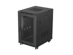 Lanberg 19 colių 18U 600x800 mm juodas grindinis stelažas su perforuotomis durimis (plok&scaron;čias paketas)