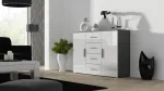 Cama Meble UNI indauja svetainei, pilka ir balta blizgi