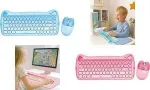 LogiLink Kids Keyboard 2.4G belaidis klaviatūros ir pelės rinkinys, rožinis