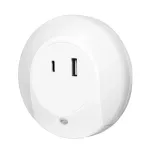 LogiLink LED naktinė &scaron;viesa su prieblandos jutikliu, 1x USB-A ir 1x USB-C, 18W bendra galia