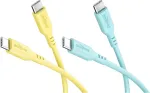 WENTRONIC Goobay Tropic Glow rinkinys 2x USB-C silikoniniai kabeliai, 1,5 m, geltonas, turkio (81275)