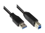 EXSYS USB 3.0 kabelis Type-A male į Type-B male 1,0 m juodas EX-K1503