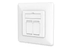 DIGITUS CAT6A Class EA tinklo lizdas, ekranuotas 2x RJ45, LSA, balta spalva, įleidžiamas, 8 krypčių