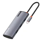 USB-C &scaron;akotuvas Tellur TLL321061 su PD 3.0 100W, HDMI i&scaron;vestimi ir 3&times; USB 3.0 prievadais