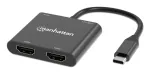 Multiport adapteris Manhattan 154321 USB Type-C į 2 HDMI USB-A Power Delivery 100W