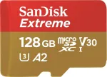 WESTERN DIGITAL Extreme microSDXC 128GB SD adapteris veiksmo kameroms ir dronams 170MB/s 80MB/s A2 C10 V30 UHS-I U3
