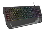 Žaidimų klaviatūra GENESIS Rhod 350 RGB &mdash; pilno dydžio 104 klavi&scaron;ų USB QWERTY ispani&scaron;ka, juoda, RGB ap&scaron;vietimas, rie&scaron;o atrama